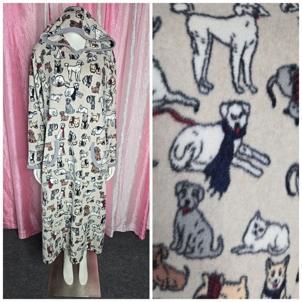 Cuddle Duds Pet Lover Dogs Cats Edition Oversized Fleece Hoodie Size XL